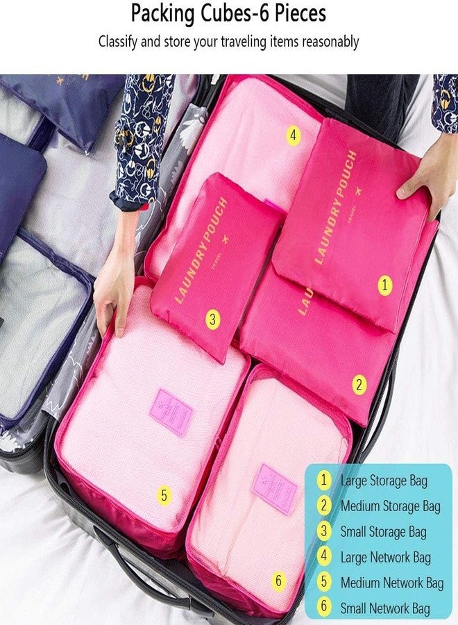 STARFLYER 6 Pcs Travel Oraganizer Packing cubes kit, Sapace Saver Multi use Bag for Men and Women, Clothes packing cubes for travel, Cupboard Oraganizer cubes (PINK) - Image 3